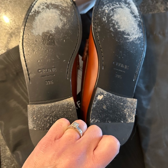 Authenticated Celine Thriomphe lamb skim dark brown loafers size 39,5 - Picture 7 of 8